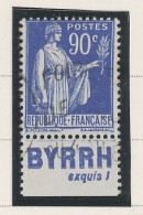 BANDE PUB -N°370 -TYPE PAIX -90 C BLEU   - Obl - PUB BYRRH / EXQUIS !-  (MAURY 250 ) - Usados