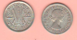 Australia 3 Pence 1956 Three Pence Australie Elizabeth Silver - Threepence