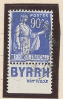 BANDE PUB -N°370 -TYPE PAIX -90 C BLEU   - Obl - PUB BYRRH / VIN VIEUX  (MAURY 250 ) - Usados