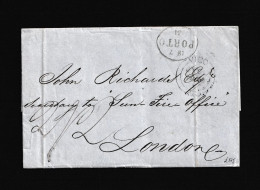 1854  PORTO A LONDRES. FECHADOR DE ORIGEN CIRCULAR EN VERDE Y FECHADOR INGLÉS DE VIGO. - ...-1853 Prephilately