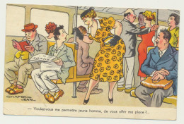 Carte Fantaisie Humour Humoristique - Transport - Voulez Vous Me Permettre...- Illustrateur Jean CHAPERON - Chaperon, Jean