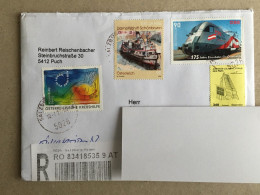 Austria Osterreich Used Stamp Registered Barcode Label Printed Sticker Stamp 2023 Dampfer Steamer Train Zug Eisenbahn - Storia Postale