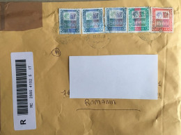 Italia Italy Used Letter Circulated Cover Stamp Registered QR Barcode Label Printed Sticker 5000 Lira 2023 - 2021-...: Usados