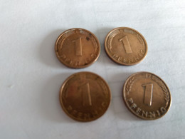Lot De 5 Pièces De 1 Pfennig Bundesrepublik 1950 1971 1977 (2) 1979 - 1 Pfennig