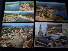 4 Cp 70 Haute Saone CHAMPAGNEY L'Eglise Vue Générale Aérienne écoles Les Ballastières Camping Bassin Pont Sur Le Rahin - Champagney