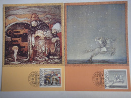 Suecia, 2Tarjetas Máxima, (Grabador Slania), 100º Ani. Fall: Pintor Jhon Baner, Año 1982  Ref 856/57 - Maximum Cards & Covers