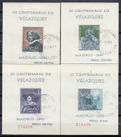 ESPAÑA 1961 Nº 1344/1347 HB VELAZQUEZ, USADO, MISMA NUMERACION LAS CUATRO - Oblitérés