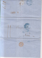 Prefilatelia Año 1855  Carta  A Francia Marcas Azul Barcelona 2 , España, La Junquera Membrete Gaspar Dotras - ...-1850 Prephilately