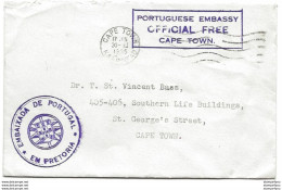 242 - 51 - Enveloppe Ambassade Du Portugal Cape Town - Official Free 1955 - Covers & Documents