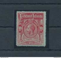 1912-20 FALKLAND ISLANDS - Stanley Gibbons N. 68 - 10 Scellini Red Geen - MNH** Firmato Bolaffi - Lusso - Other & Unclassified