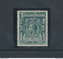 1912-20 FALKLAND ISLANDS - Stanley Gibbons N. 66 - 3 Scellini Slate Green - MNH** - Lusso - Other & Unclassified