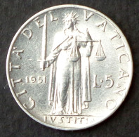 VATICAN - 5 Lire 1951, Pius XII - Diameter: 20.2 Mm  KM# 51 * Ref. 0031 - Vaticano