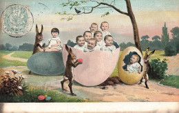 Joyeuses Pâques ? * CPA Illustrateur Surréalisme Photo Montage * Lapins Humanisés * Enfants Dans Oeufs * Rabbit - Other & Unclassified