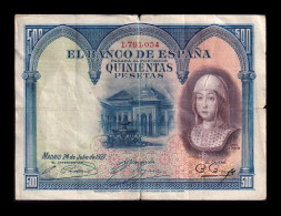 España Spain 500 Pesetas Isabel La Católica 1927 Pick 73 Bc/Mbc F/Vf - 500 Peseten