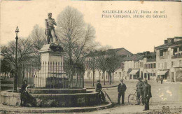 31 - Salies Du Salat - Place Compans - Statue Du Général - Animée - CPA - Oblitération Ronde De 1932 - Etat Image Abimée - Salies-du-Salat