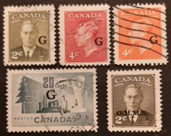 Canada 1950 USED  Sc O13-19-28-29-30,  King George VI, With G - Oblitérés