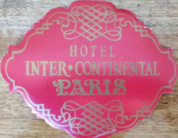 France Paris Intercontinental Hotel Label Etiquette Valise - Etiquettes D'hotels