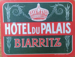 France Biarritz Hotel Du Palais Label Etiquette Valise - Etiquettes D'hotels