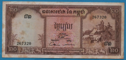 CAMBODIA 20 RIELS ND (1956-1975) # ង២ 267320 P# 5d Phnom Penh Pagoda - Cambodia
