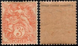 France Blanc N°  109 E **  Le 3c GC -> Papier Grande Consommation - 1900-29 Blanc