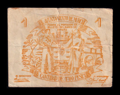 España Spain Billete Local Guerra Civil Murcia 1 Peseta 1937 Mbc Vf - Otros & Sin Clasificación