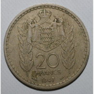 MONACO - KM 124 - 20 FRANCS 1947 - LOUIS II - TTB - 1922-1949 Luigi II