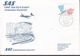 Netherlands First SAS DC-9 Flight AMSTERDAM-STOCKHOLM 1979  Cover Brief Lettre Europe Parliament Stamp - Correo Aéreo