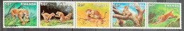 Rwanda 1987, Leopard, MNH Stamps Strip - Nuevos