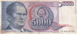 YUGOSLAVIA, Replacement Banknote ZA 9540754, 5.000 Dinara,1985. - Jugoslawien