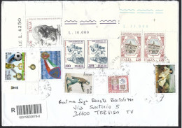 Storia Postale Da Firenze A Treviso 2016, Raccomandata Con Affrancatura Mista: Inter Coppa Italia, Goethe, Polizia Strad - 2011-20: Cartas & Documentos