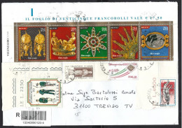 Storia Postale Da Firenze A Treviso Del 2015, Raccomandata Con Arte Orafa Completa In Striscia Del 2013 + Affranc.mista - 2011-20: Cartas & Documentos