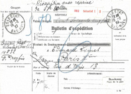 Bulletin Colis VD 3,7 Kg Bureau De Poste Sélestat Pour Réexpédition 10/2/1927 Dernier Jour Timbre 5F Merson Non Perforé - Cartas & Documentos