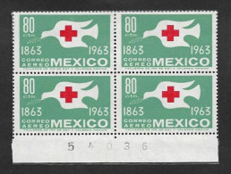 SD)1963 MEXICO CENTENARY OF THE RED CROSS, PALOMA 80C SCT C277, B/4 NEW - Mexico