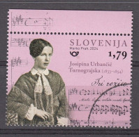 ESLOVENIA 2024 - JOSIPINA URBANCIC - POETA - MUSICA - MUESTRA-SPECIMEN A FACIAL - 1 SELLO - Slowenien