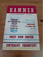 Programa West Ham Eintranch Frankfurt Semifinal Recopa 1975/76 - Sports