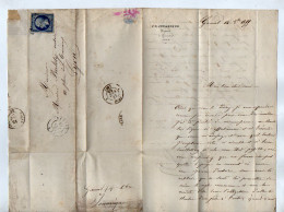 TB 4659 - 1855 - Lettre De Me J. B. JOUANIQUE, Notaire à GANNAT ( Allier ) Pour Me BERLOTY, Notaire à LYON - 1849-1876: Classic Period