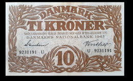 # # # Banknote Dänemark (Denmark) 10 Kroner 1943 AU # # # - Danimarca