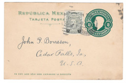 Mexico Uprated 2c Vazquez On 2c Hidalgo Postal Stationery Card 1921 To US - Mexico