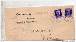 1946  LETTERA CON ANNULLO GARDA  VERONA - Marcophilie