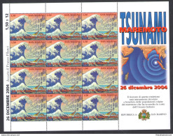 2005 San Marino, Tsunami - Maremoto - A Favore Delle Vittime, N. 2304 - Minifoglio Di 12 Valori, MNH** - Blocs-feuillets