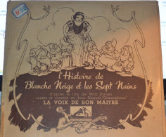Rare Superbe Double Disques 78 T Histoire De Blanche-Neige Walt-Disney 1938 - 78 G - Dischi Per Fonografi