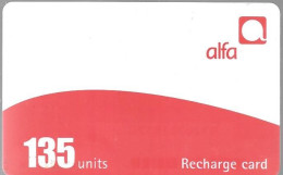 CARTE-PREPAYEE-LIBAN-ALFA-135U-2006-RECHARGE CARD-Plastic Fin-Grattée/TBE-RARE - Libanon