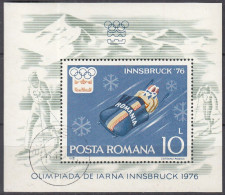 RUMÄNIEN  Block 128 F, Farbe Rot Fehlend, Gestempelt, Olympische Winterspiele Innsbruck, 1976 - Variétés Et Curiosités