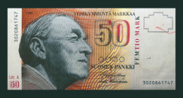 # # # Banknote Finnland (Finland) 50 Markkaa 1986 Litt. A AUNC- # # # - Finlandia