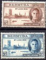 BERMUDA/1946/MNH/SC#131-2/PEACE ISSUE / KING GEORGE VI / KGVI / PARLIAMENT BUILDING LONDON/ FULL SET - Bermudes
