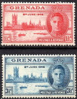 GRENADA/1946/MNH/SC#143-4/PEACE ISSUE / KING GEORGE VI / KGVI / PARLIAMENT BUILDING LONDON/ FULL SET - Grenade (...-1974)