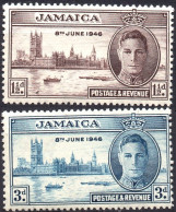 JAMAICA/1946/MNH/SC#136-7/PEACE ISSUE / KING GEORGE VI / KGVI / PARLIAMENT BUILDING LONDON/ FULL SET - Jamaica (...-1961)