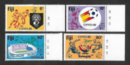 SD)1982 FIJI SERIES SPORTS, FOOTBALL, WORLD CHAMPIONSHIP SPAIN 82', 4 MINT STAMPS - Fiji (1970-...)