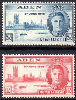 ADEN/1946/MNH/SC#28-9/PEACE ISSUE / KING GEORGE VI / KGVI / PARLIAMENT BUILDING LONDON/ FULL SET - Aden (1854-1963)