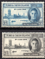 TURKS & CAICOS ISLANDS/1946/MNH/SC#90-1/PEACE ISSUE / KING GEORGE VI / KGVI / PARLIAMENT BUILDING LONDON/ FULL SET - Turks & Caicos